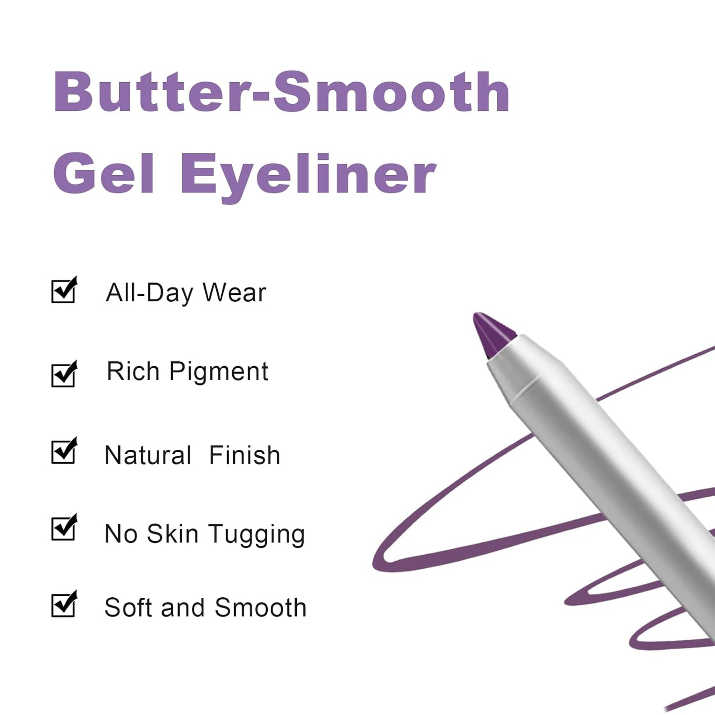 Deep Purple Plum Eyeliner Pencil - Waterproof, Long-Lasting, High-Pigmented Formula | Ideal for Mature Skin