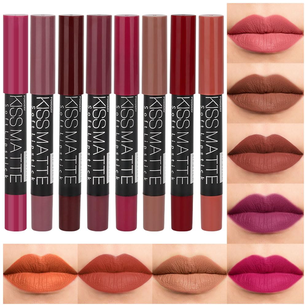 Matte Lipstick - Long-Lasting Velvet Lip Crayon with Waterproof Formula | Smooth Lightweight Lip Color, 08