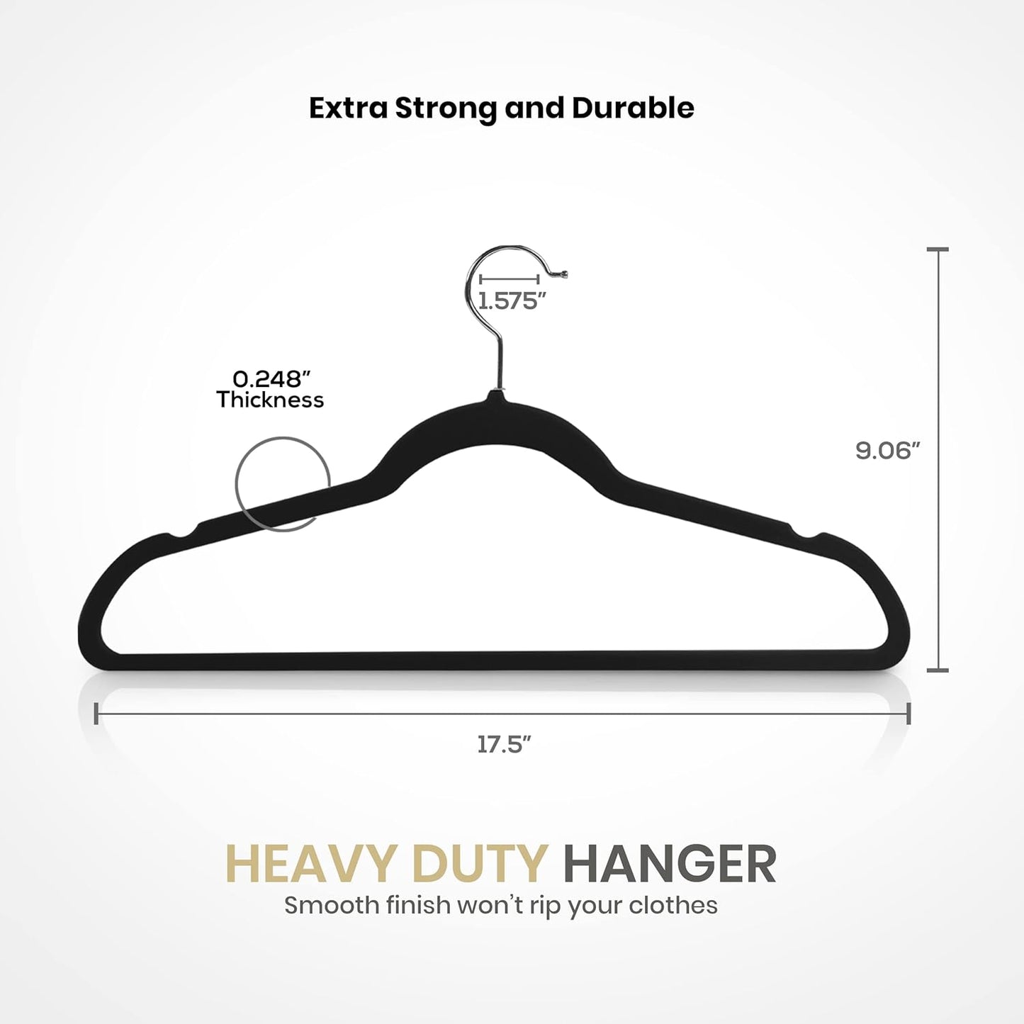Utopia Home Velvet Hangers - Non-Slip Slim Coat & Pant Hangers | 50 Pack, 360° Swivel Hook, Black