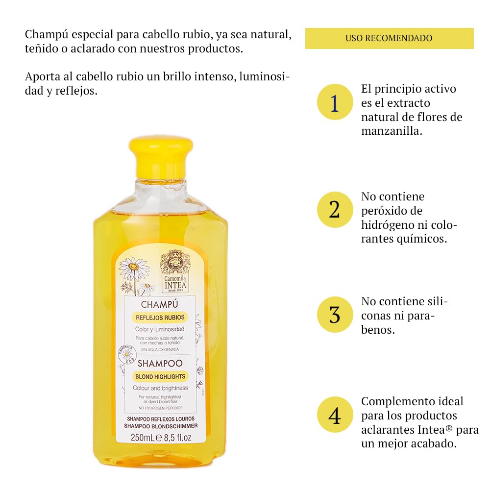 Intea Chamomile Shampoo - Premium Blonde Brightening Shampoo - Non-Ammonia, Easy Application for Natural or Dyed Hair - 8.5oz