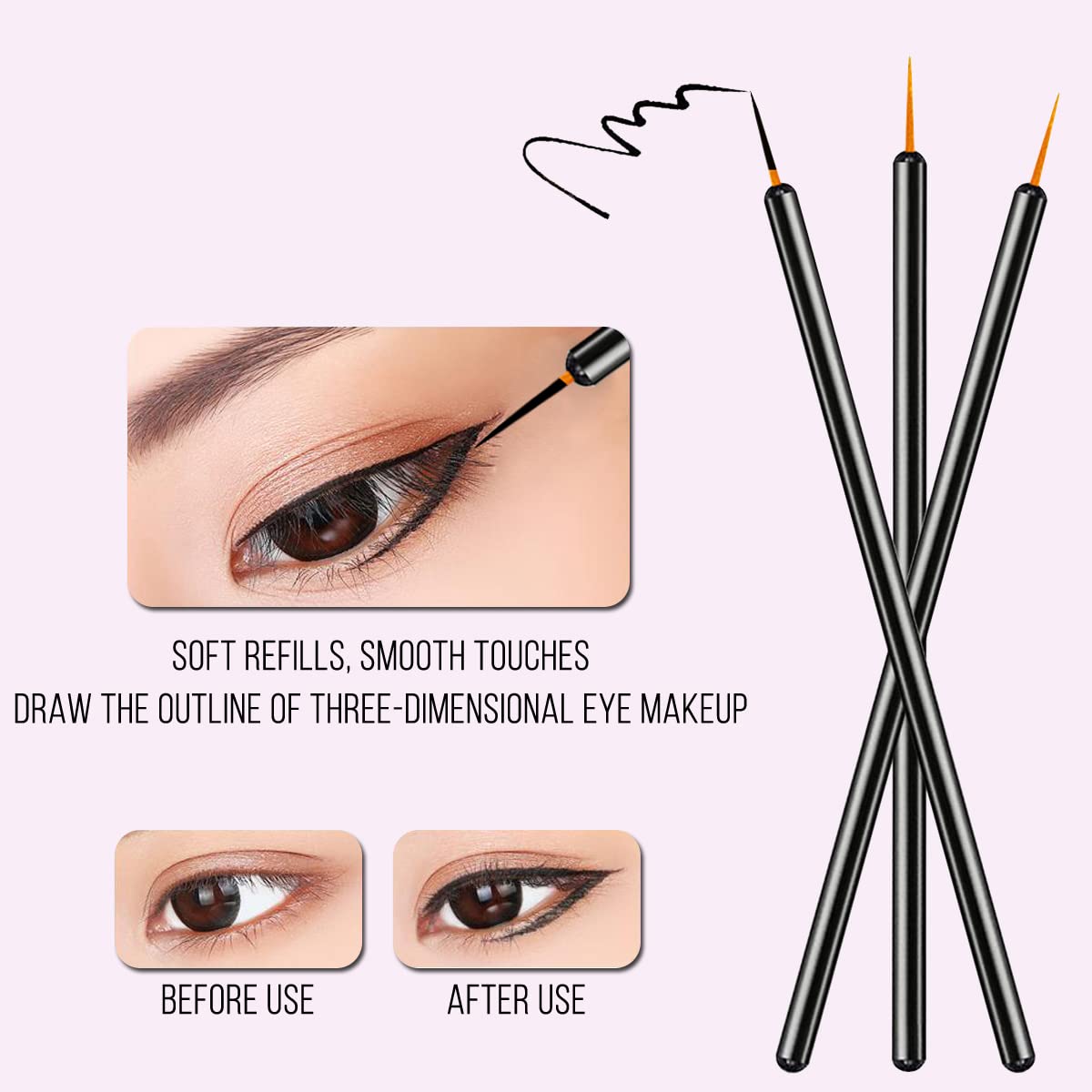 Eyeliner Brush Applicators - 100 Pack Ultra-Fine Point Disposable Eye Wands | Makeup Tool for Precision Application