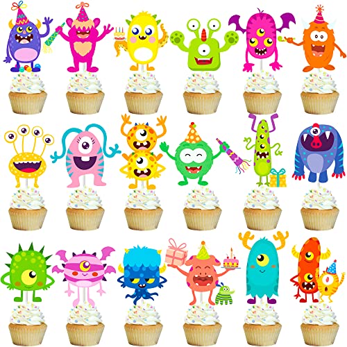 36pcs Little Monster Cupcake Toppers for Kids' Parties