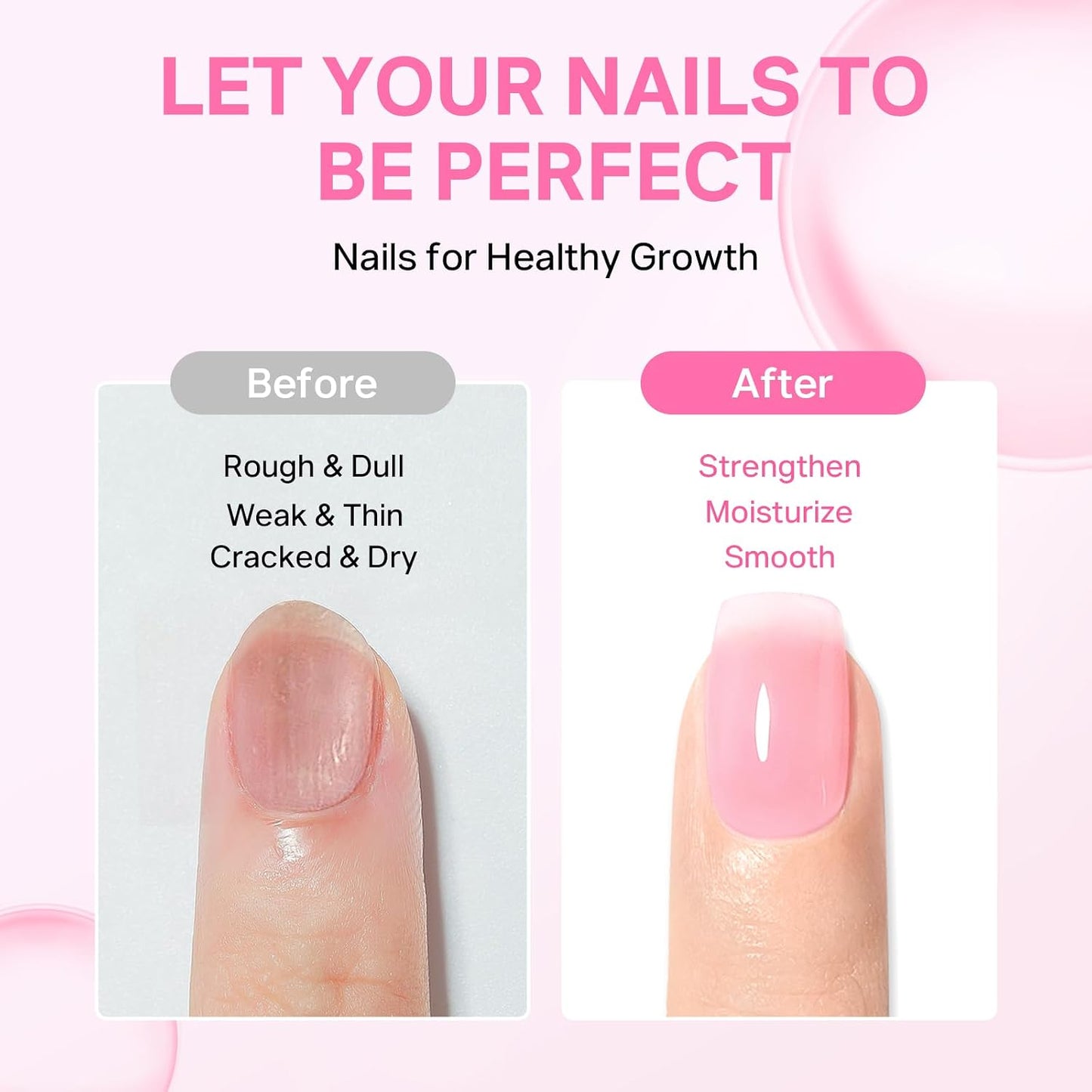 MIZHSE Nail Strengthener & Growth Hardener - Extra Strong Repair for Thin, Damaged Nails | 16ML Pink Ridge Filler