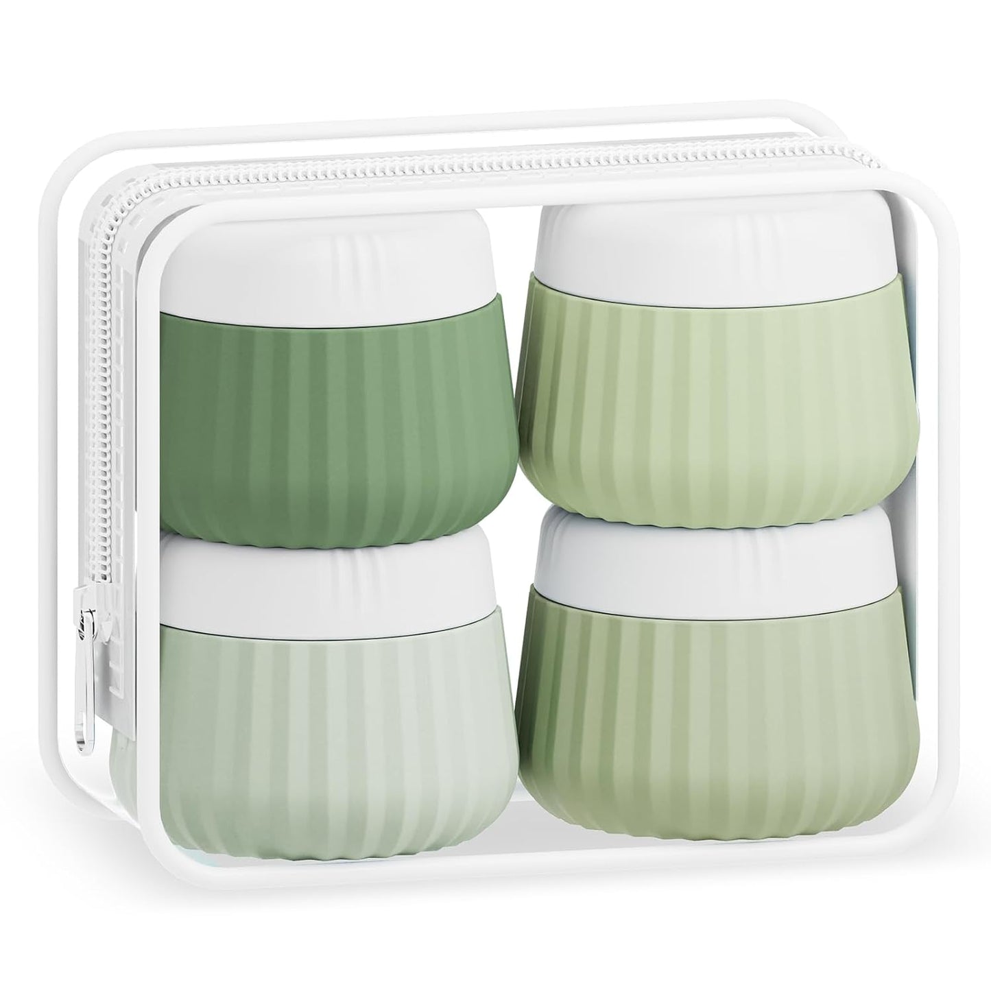 Travel Toiletry Containers - TSA Approved Silicone Jars, Leak-Proof | 4-Pack with Clear Bag