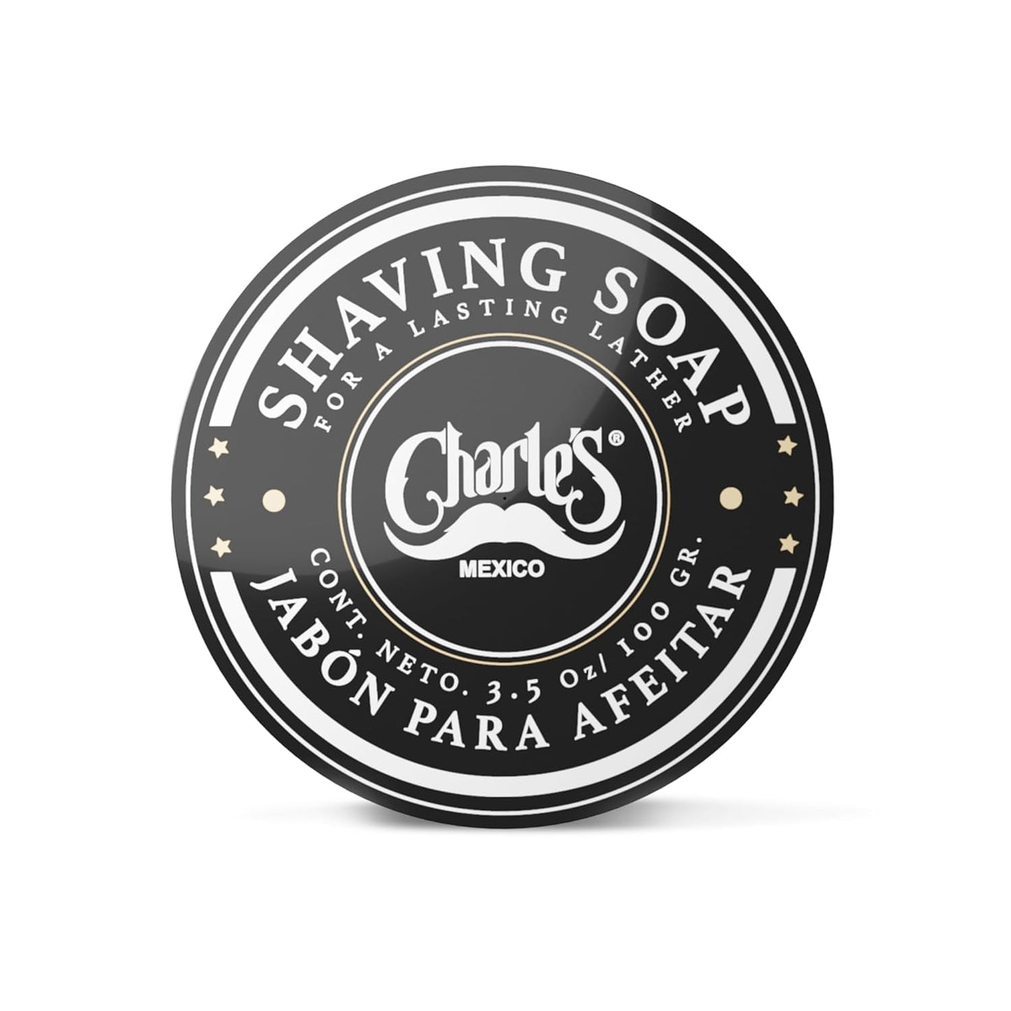 Charle's Premium Shaving Soap 3.5 Oz - With Menthol and Bergamot Fragrance - Consistent Foam - Biodegradable Ingredients - For 350 Applications