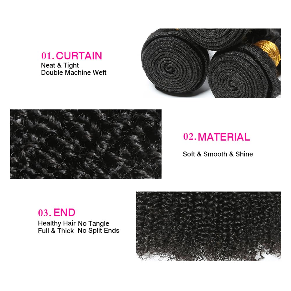 Wet and Wavy Bundles Human Hair 1B Kinky Curly Bundles 28 30 32 inch Natural Black Curly Bundle Human Hair Weave 150g
