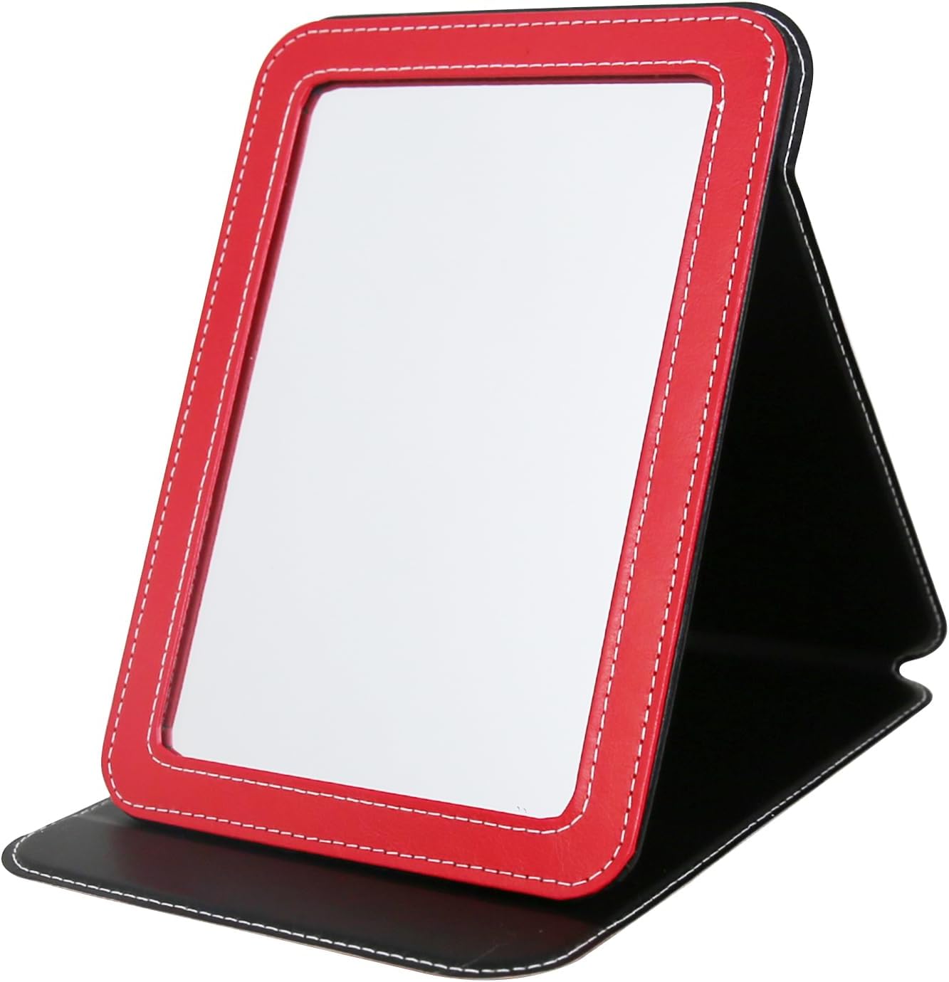 Travel Mirror - 6.5x8.9” Adjustable Foldable Desk Mirror with PU Edge Cover - Perfect for Camping & Home Use