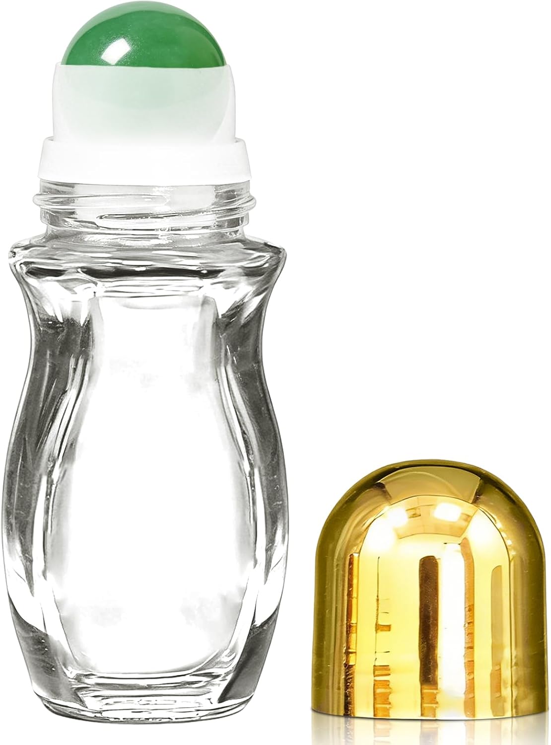 Rose Quartz Roller | 30ml Refillable Amber Glass Essential Oil Bottles - Leak-Proof Travel Perfume Container with Gold Caps