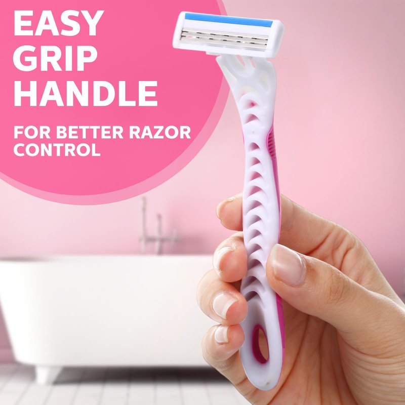 Leriton 72 Count Women's Disposable Razors Blades Bulk 3 Blade Razors for Women Disposable Head Razor Sensitive Skin Razor Comfortable Shave for Bathing Hotel Travel