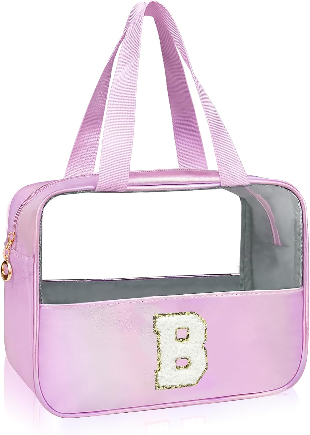 Personalized Pink Clear Makeup Bag - Large Cosmetic Organizer for Travel | Ideal Gift for Women & Girls
