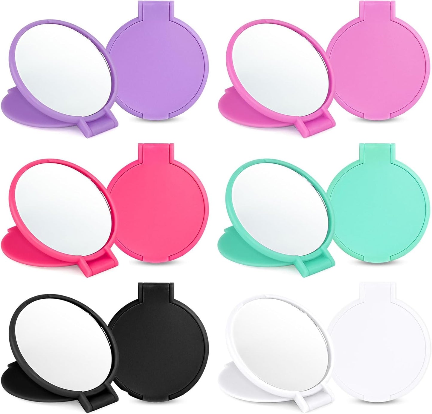 Compact Pocket Mirror Set - 6 Color Mini Folding Mirrors for Travel | 24-Pack Exquisite Design