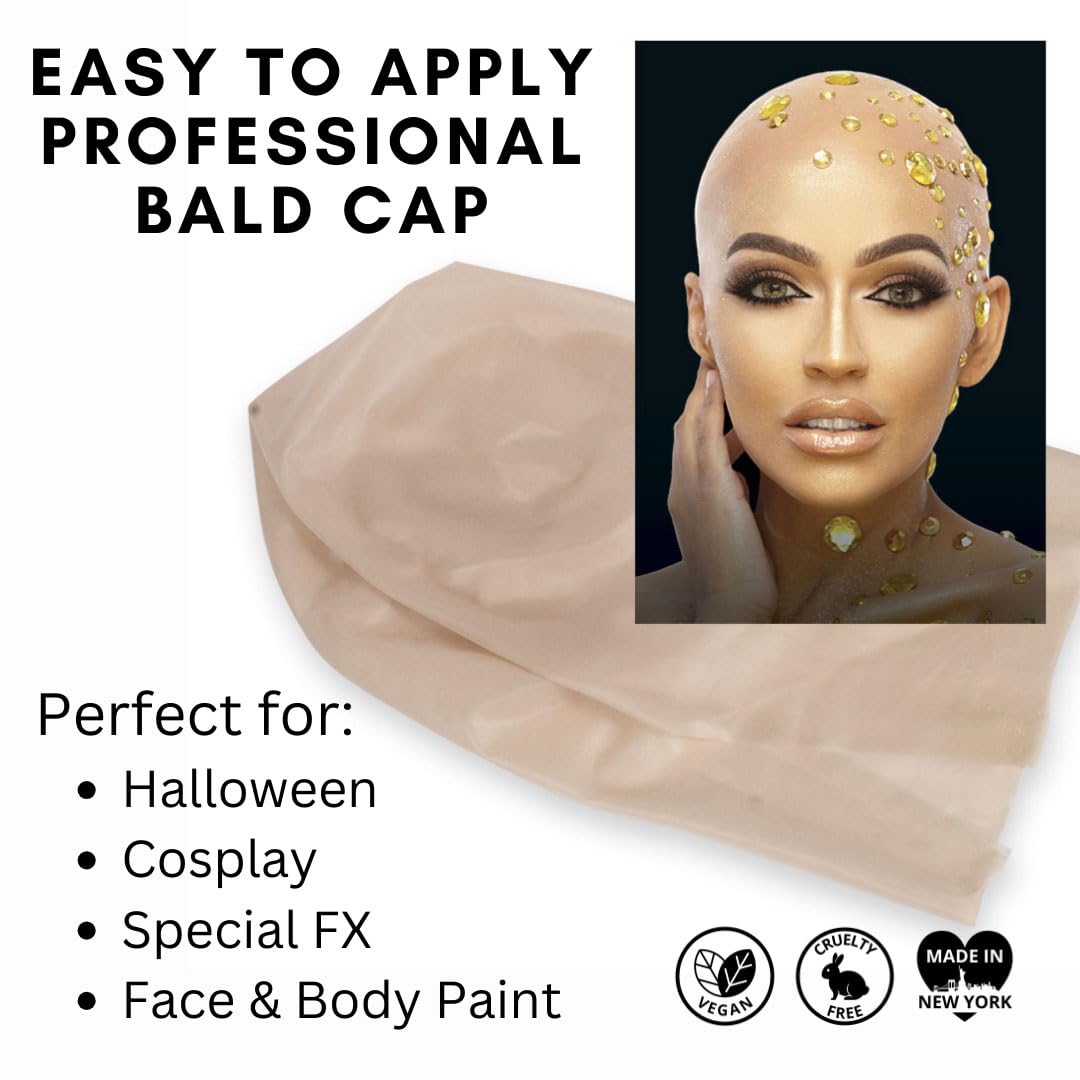 Mehron Makeup Bald Cap for Adults - Professional Latex Costume Accessory for Halloween, Cosplay & Theatre