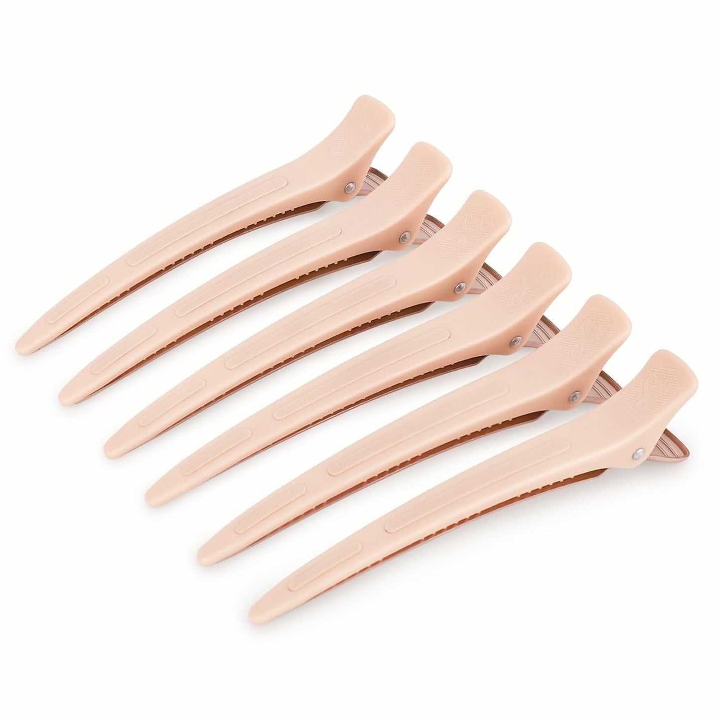 4.8" Hair Clips for Styling - No-Crease Duckbill Clips with Silicone Band for Thick, Curly Hair | 6-Pack, Desert Titanium