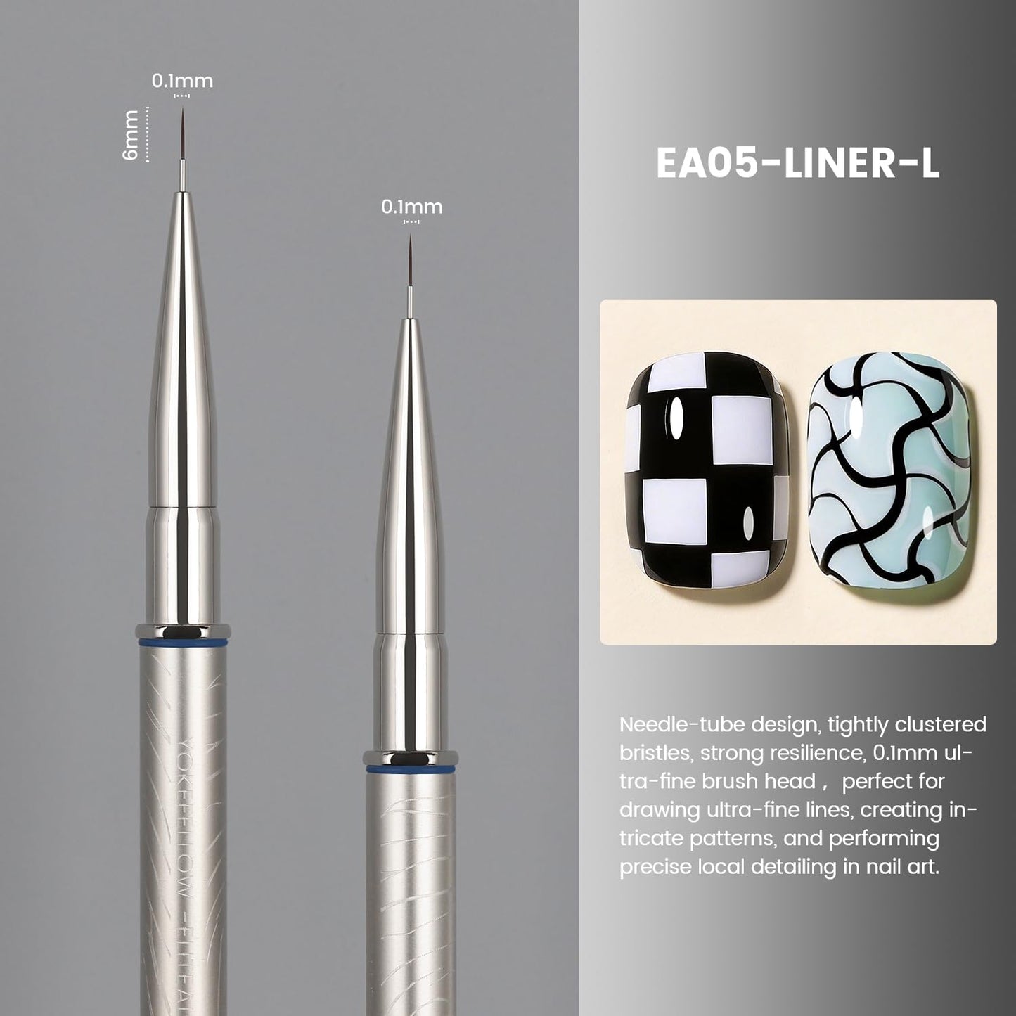 EliteAlly Nail Art Liner Brushes - 6mm Detail Brush for Professional Nail Art Design | Manicure Tool