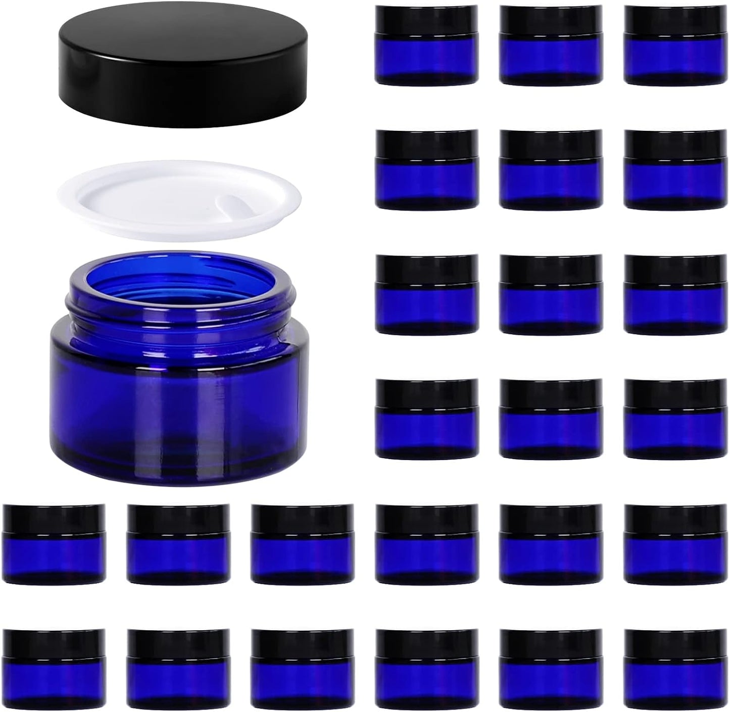 Amber Glass Jars - 25 Pack Round Cosmetic Containers with Lids | Travel Size for Scrubs, Lotions, and Bath Salts