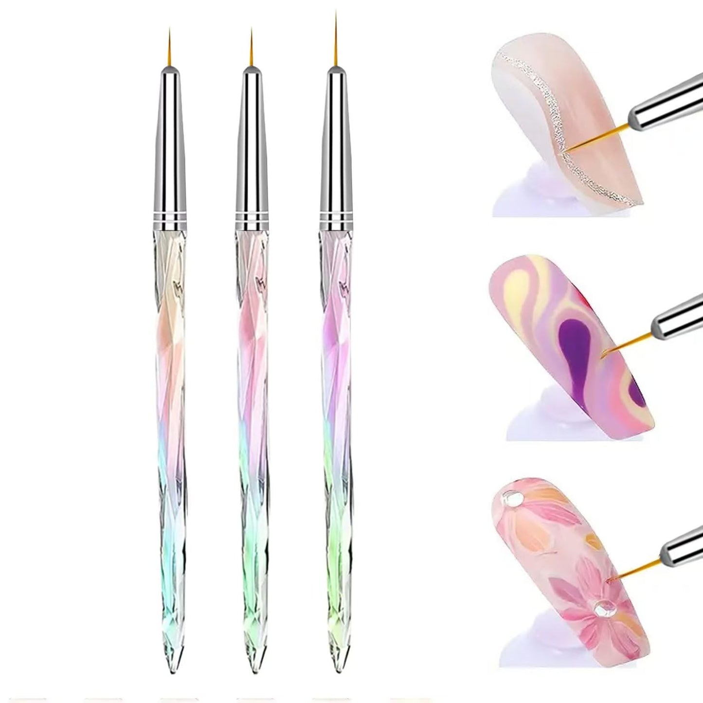 9PCS Nail Art Brush Set, Gel Polish Painting Brushes with Oval, Flat and Liner Brushes, Professional Nail Design Tools for Builder Gel, French Tip, Nail Painting and DIY Manicure