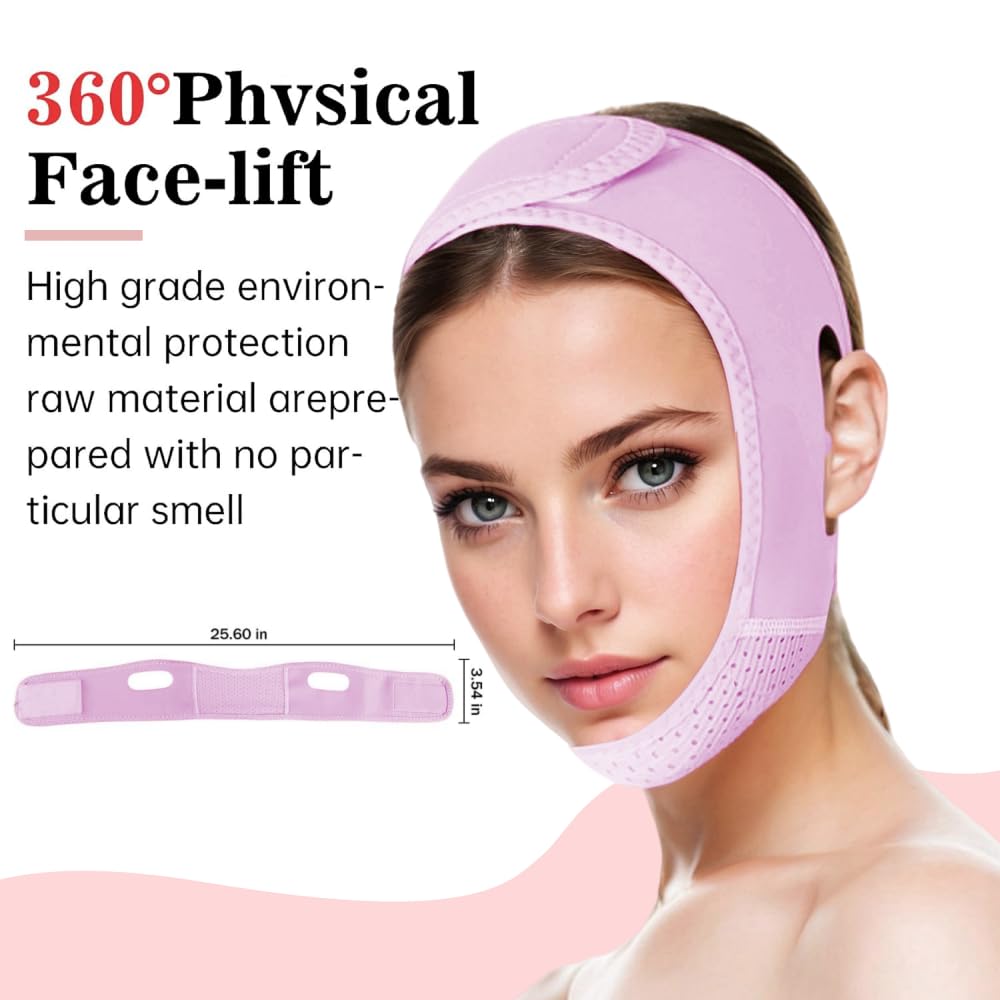 ROWMATE V Line Lifting Mask Chin strap for sleeping, V Line Lifting Mask for Women,Jaw Exerciser，Medium,Purple