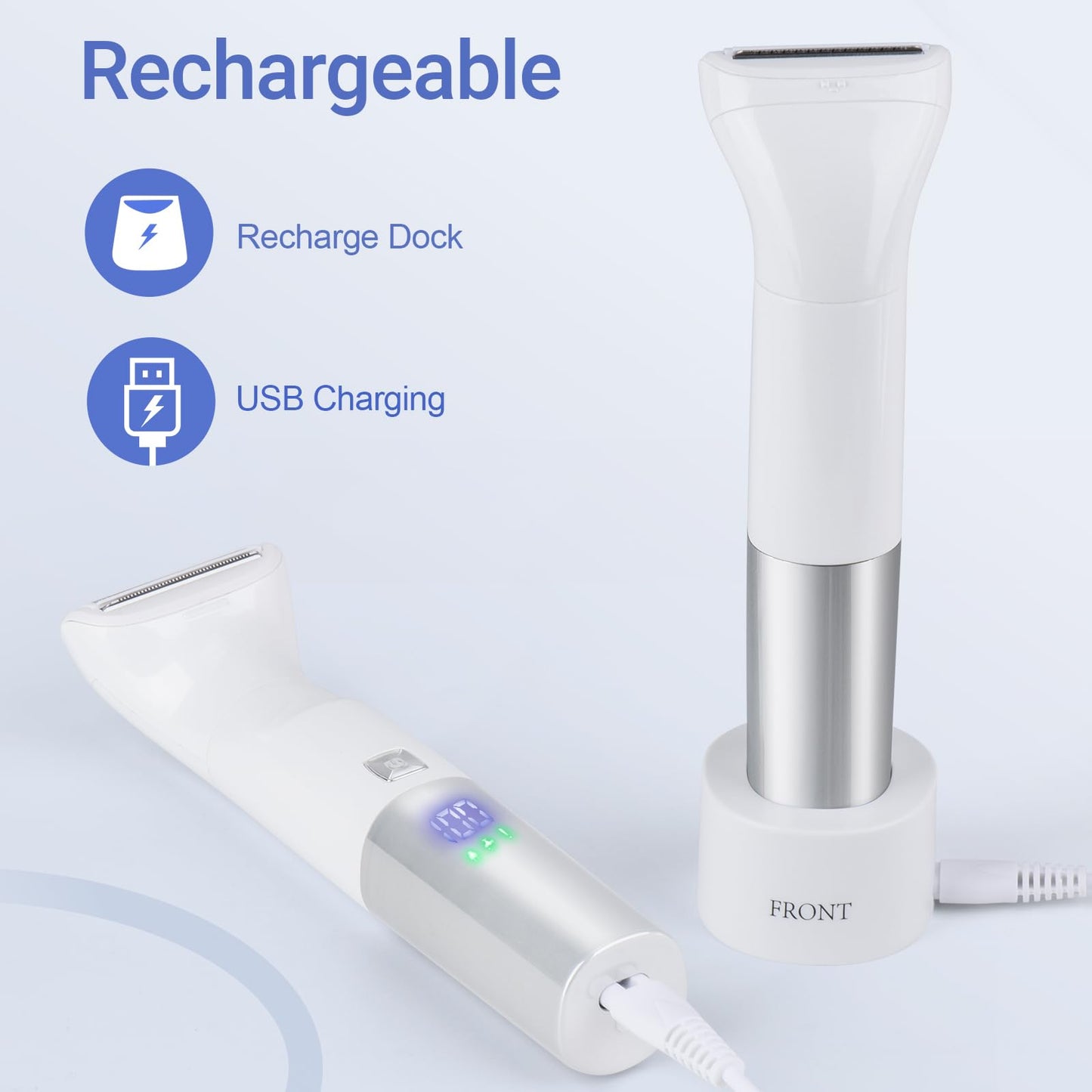 Shaver for Women, 6-in-1 Body Hair Trimmer, Facial & Pubic Hair Removal, IPX7 Waterproof Wet & Dry Grooming Electric Shaver Kit,Cordless Travel Razor with USB Charging Dock