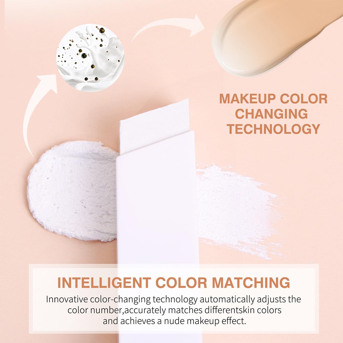 Color-Changing Foundation Stick - 2 in 1 Cream Lumine Makeup with Brush | Satin Glow Finish, Classic Ivory