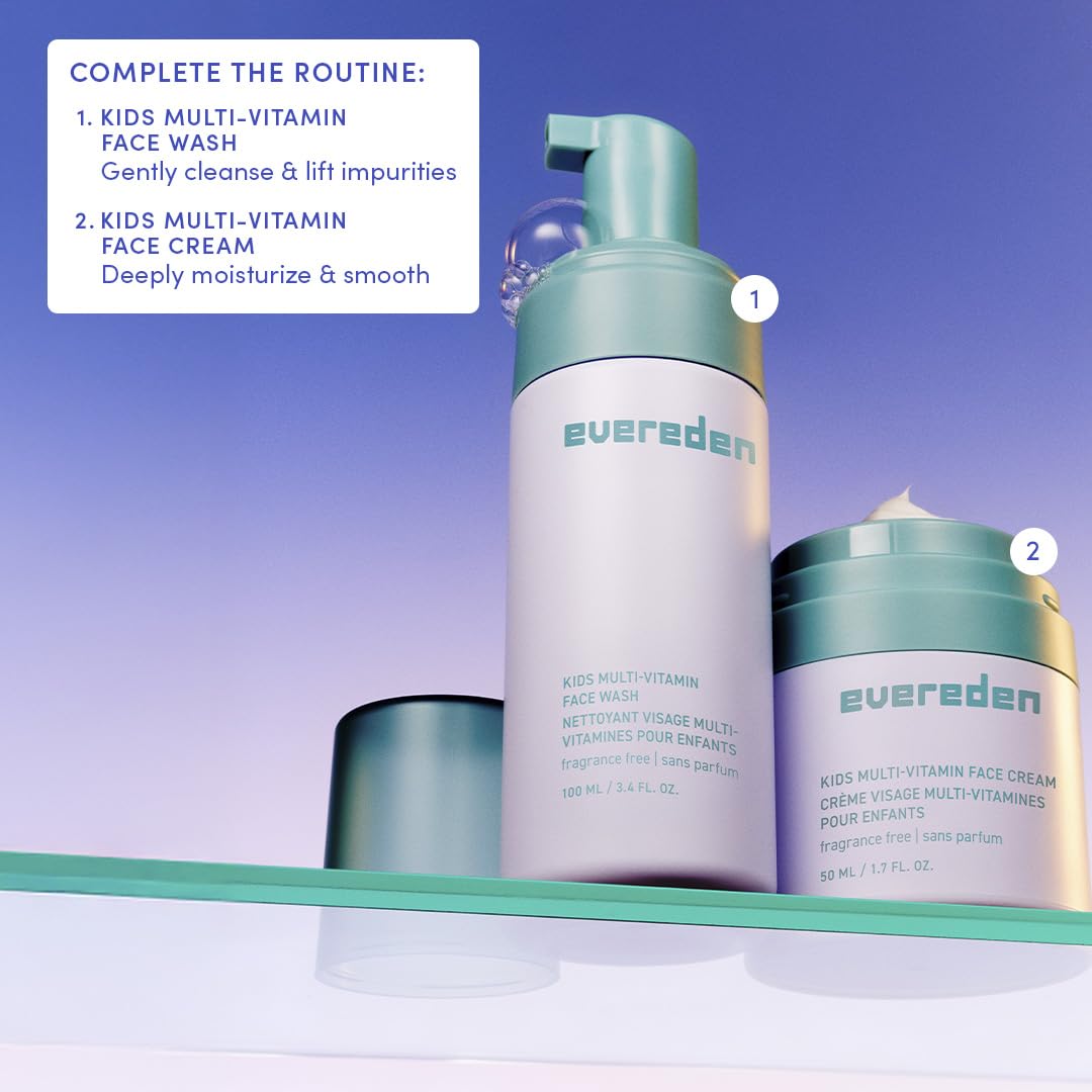 Evereden Fragrance-Free Kids Face Cream: 1.7 oz. | Unscented Face Lotion | Clean and Non-Toxic Face Moisturizer | Multi-Vitamin Unscented Skin Care for Kids