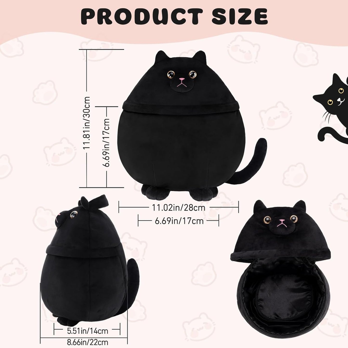 Funny Cat Makeup Bag - Large Capacity Travel Cosmetic Organizer | Perfect Gift for Cat Lovers, Teens & Women - Black