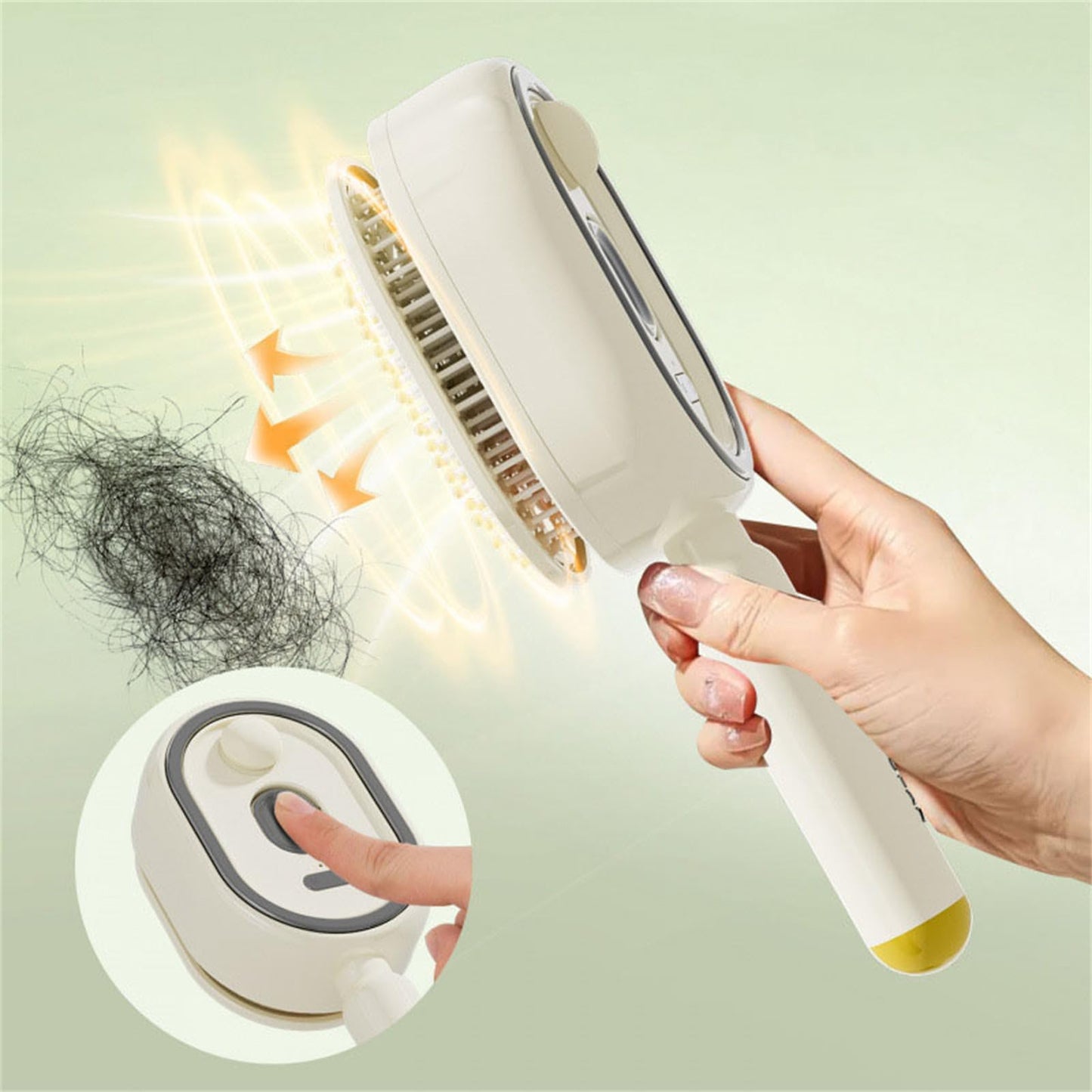 Electric Spray Air Cushion Massage Comb, 3-in-1 Electric Mist Spray Hair Brush, Self-Cleaning Anti-Tangle, Anti-Static for Frizzy Hair & Scalp Care (Beige)
