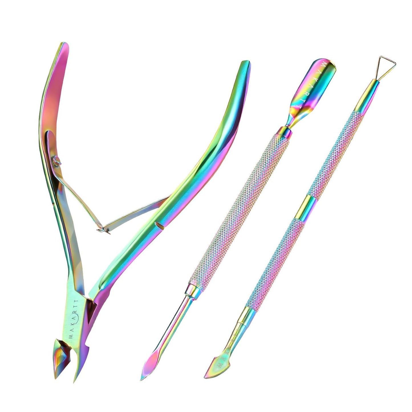 Cuticle Trimmer Set - Stainless Steel Nail Care Kit with Pusher | 3-Piece Manicure & Pedicure Tools
