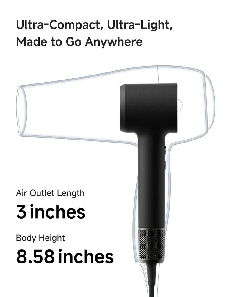 Laifen MINI Hair Dryer, Lightweight and Compact High Speed 200M Ionic Blow Dryer with 110, 000 RPM Powerful Motor for Fast Drying, Low Noise, Hairdryer with Magnetic Nozzle, Child Mode, HD310