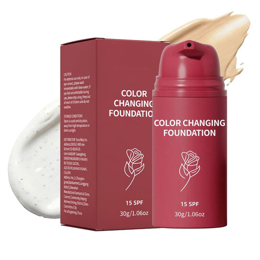 Korean Color Changing Foundation, Auto Adjusting Tone Correcting Makeup Conceals Fine Lines and Wrinkles Color Changing Foundation for Mature Skin.