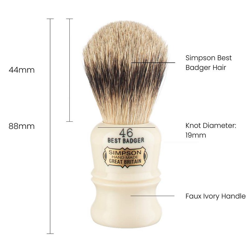 Simpson Berkeley 46 Best Badger Shaving Brush - Handmade British Shaving Brush for Men - Premium Quality by Simpson Shaving Brushes (Berkeley 46 Best Badger)