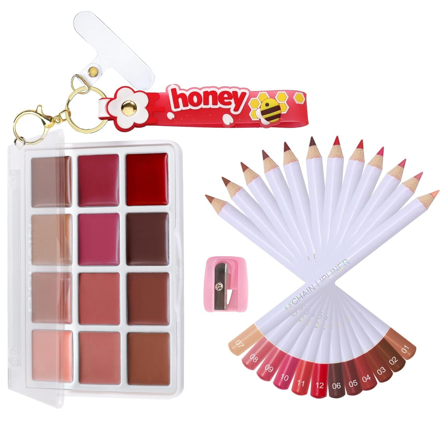 O'CHAIN Matte Lipstick Palette - 12 Colors & Lip Liners | Long-Lasting Waterproof Velvet Set for Women