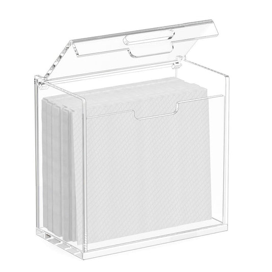 HlIMIEI Acrylic Disposable Face Towel Holder: Clean Skin Club Facial Towels Holder, Container for 25 Clean Towels XL (NOT Included), Waterproof Clear Face Cloth Storage Box for Bathroom Counter