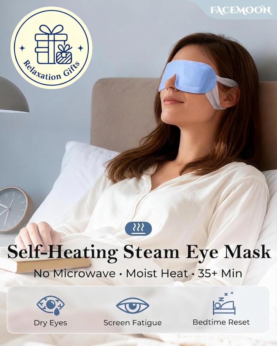 Steam Eye Masks - 16 Pack Self-Heating Warm Compress for Dry Eyes, Stye Relief & Stress Relief | Travel Essential, Unscented