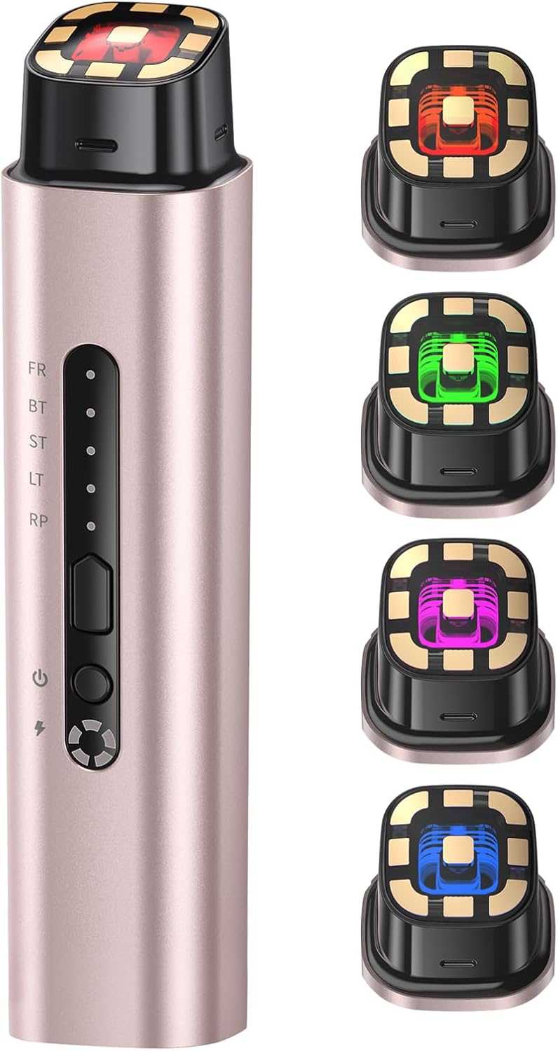 Microcurrent Facial Device - 5-in-1 Skin Tightening & Lifting Machine | 5 Color Light Therapy for Face, Neck, Eyes