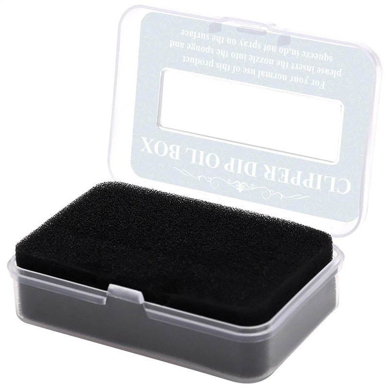 15g Hair Trimmer Oil Lubricant Sponge, Hair Clipper Blade Oil Dip Box, Portable Barber Applicator for Electric Shavers, Reduces Friction & Noise, Pro Stylist Maintenance Tool