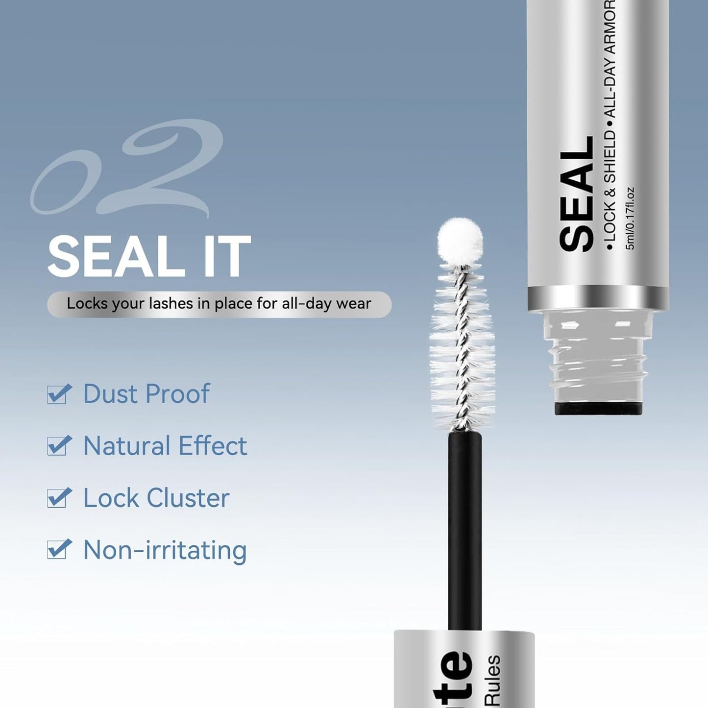 AiryCute Lash Bond and Seal - 150H Long-Lasting Waterproof Eyelash Glue | Strong Hold, Latex-Free, Non-Irritating (White 5ml+5ml)