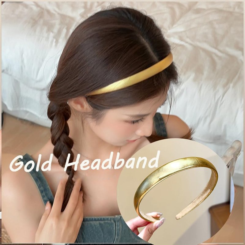 Gold Headband for Women - Satin Hair Band | Cute Accessory for Girls
