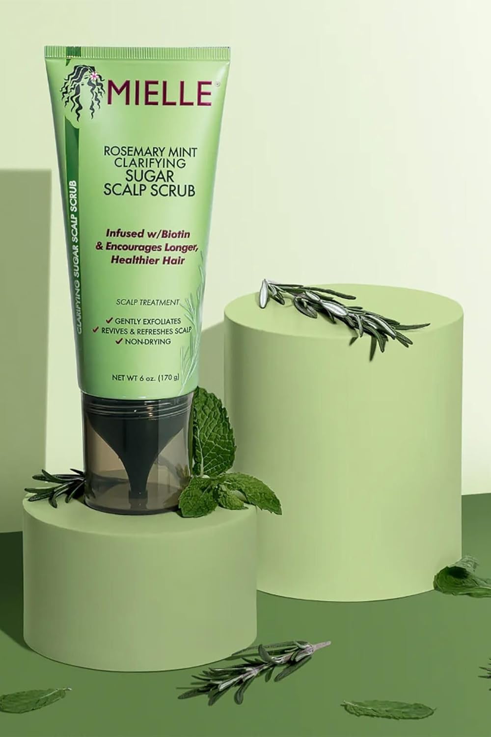 Mielle Organics Rosemary & Mint Scalp Scrub - Gentle Exfoliating Pre-Shampoo Treatment for Dry Scalp | Biotin-Infused, 6 Fl Oz