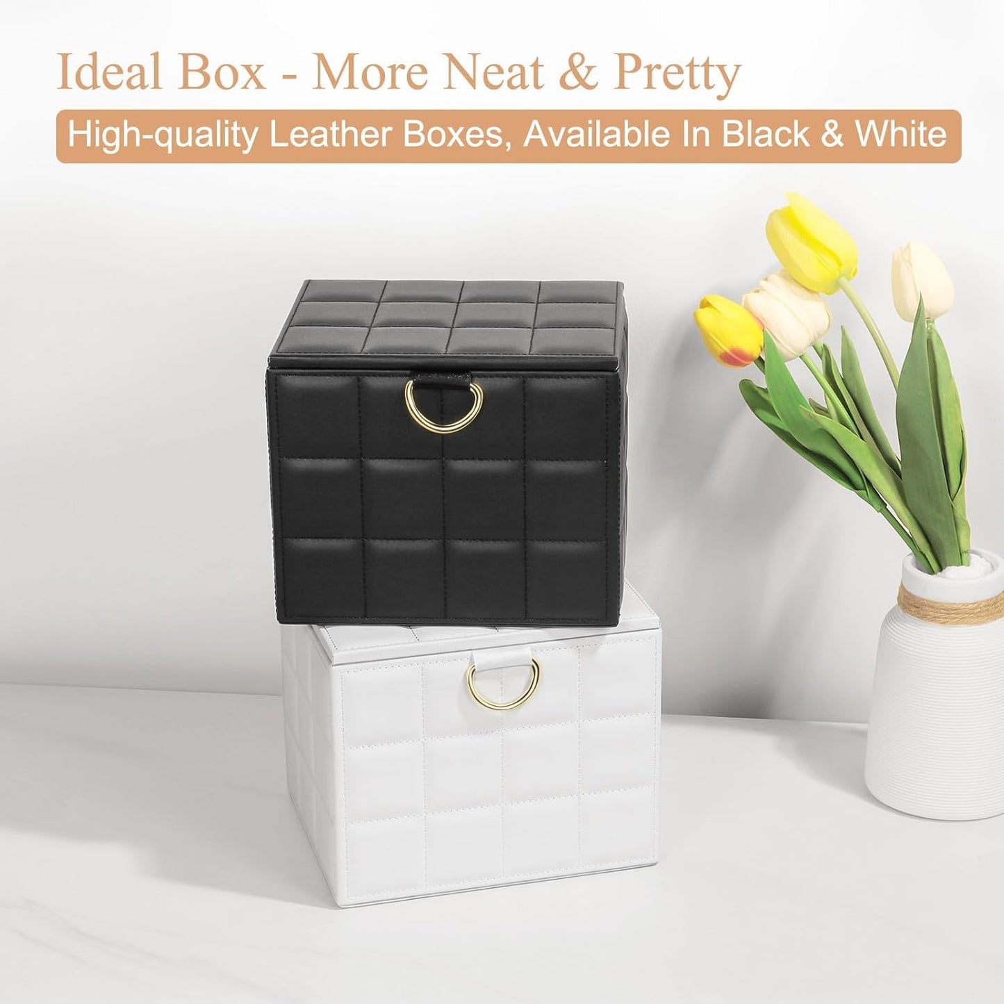 Disposable Face Towel Holder Box - White PU Leather Organizer for XL Clean Skin Towels | Bathroom Storage Solution