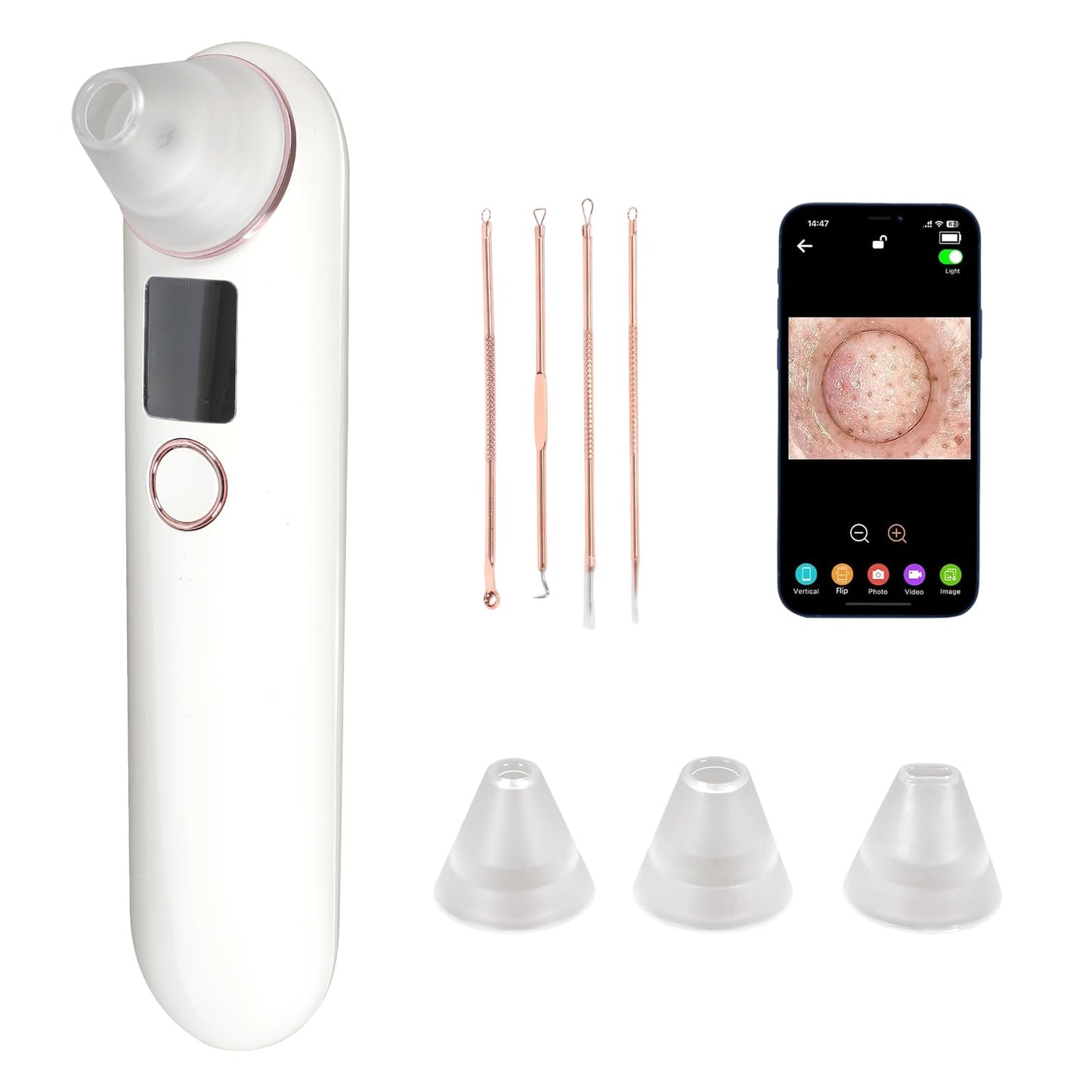 2026 Upgrade Pore Vacuum with Camera for, USB Rechargeable Blackhead Remover Pore Vacuum, Blackhead Remover for Face with 3 Attachments & 3 Suction Levels, Face Vacuum Pore Cleanser for Women & Men