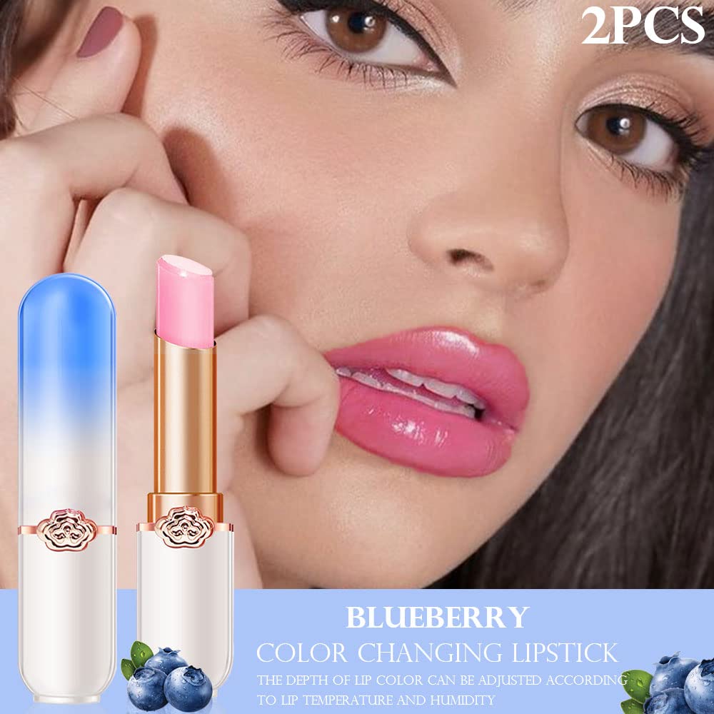 Blueberry Tinted Lip Balm Set - PH Color Changing Lipstick Balm for Women | Long-Lasting Light Pink Tint