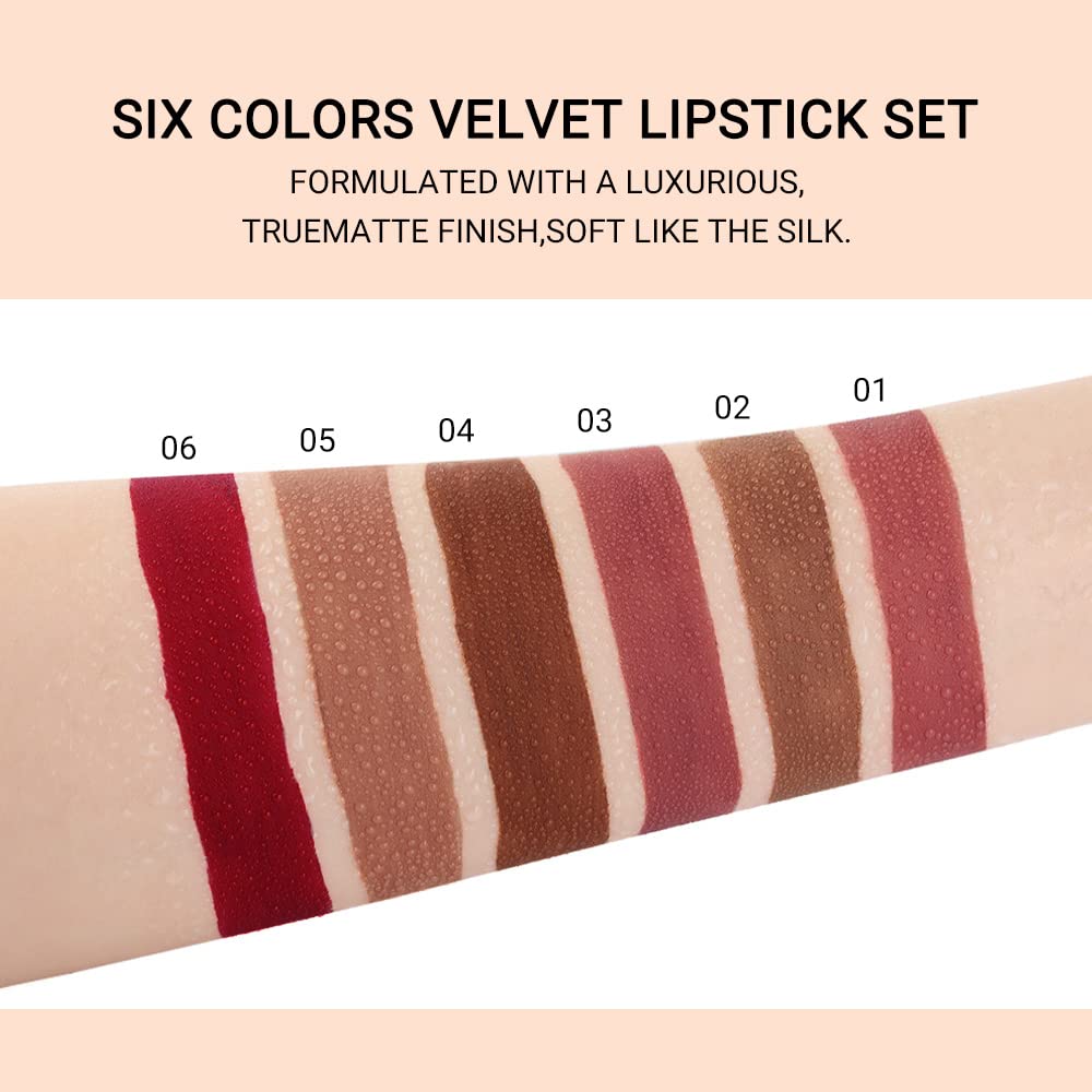 Matte Liquid Lipstick Set - 6 Pcs Dark Light Nude Brown Shades | Long-Lasting Velvet Finish for Black Women