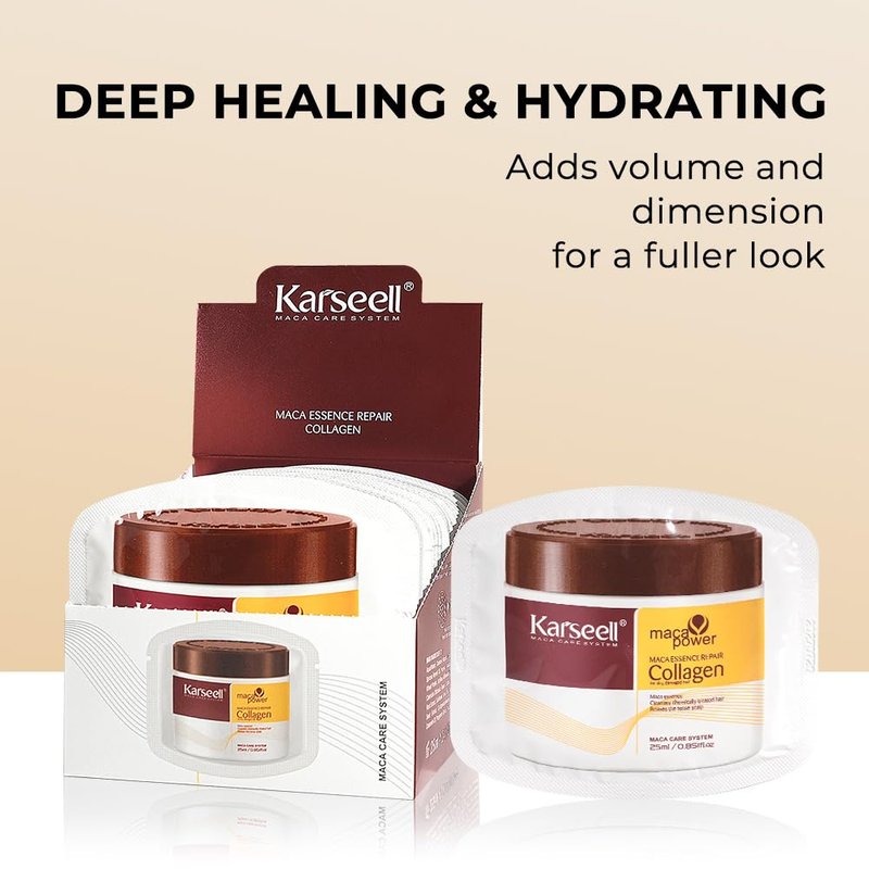 Collagen Hair Mask - Deep Repair Treatment with Argan Oil for Dry, Damaged Hair | 25ml (24 Packs)