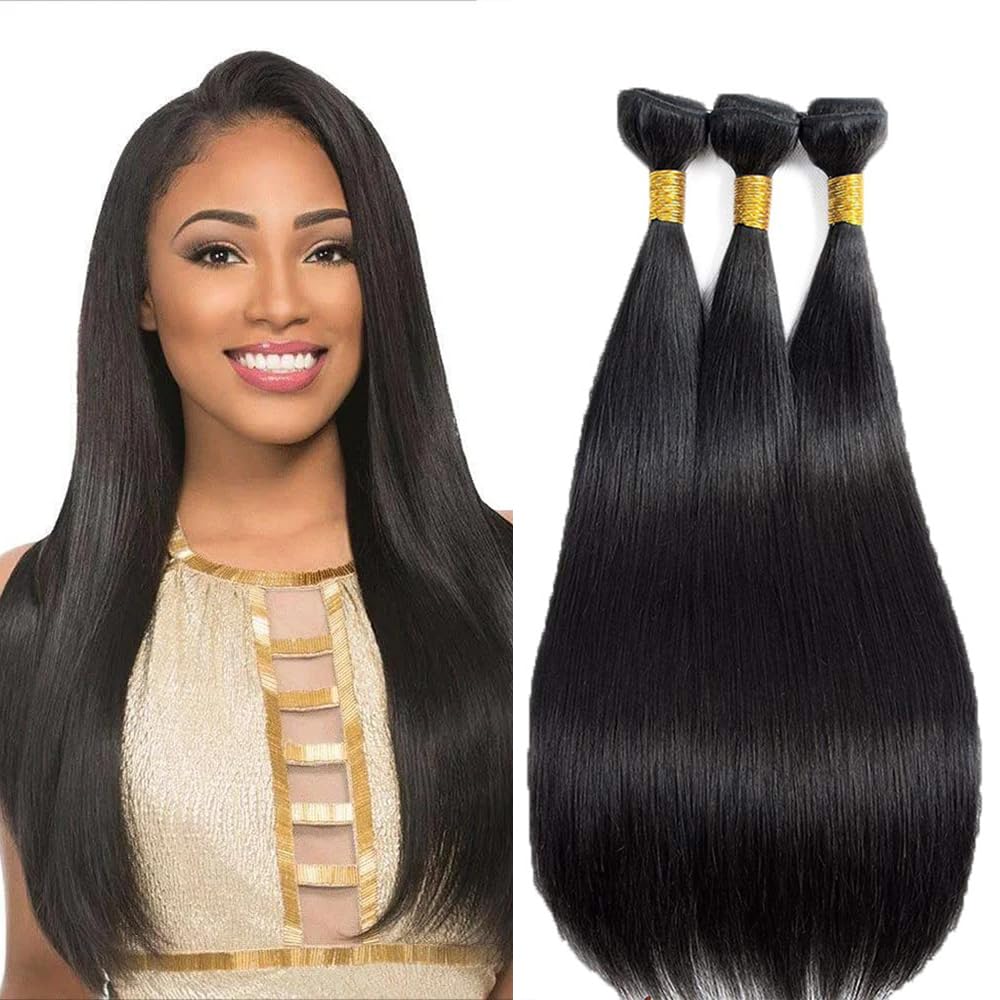 Natural Black Color Straight Bundles Human Hair Brazilian Unprocessed Virgin Hair 3 Bundles 16 18 20 Inch Straight Human Hair Extensions