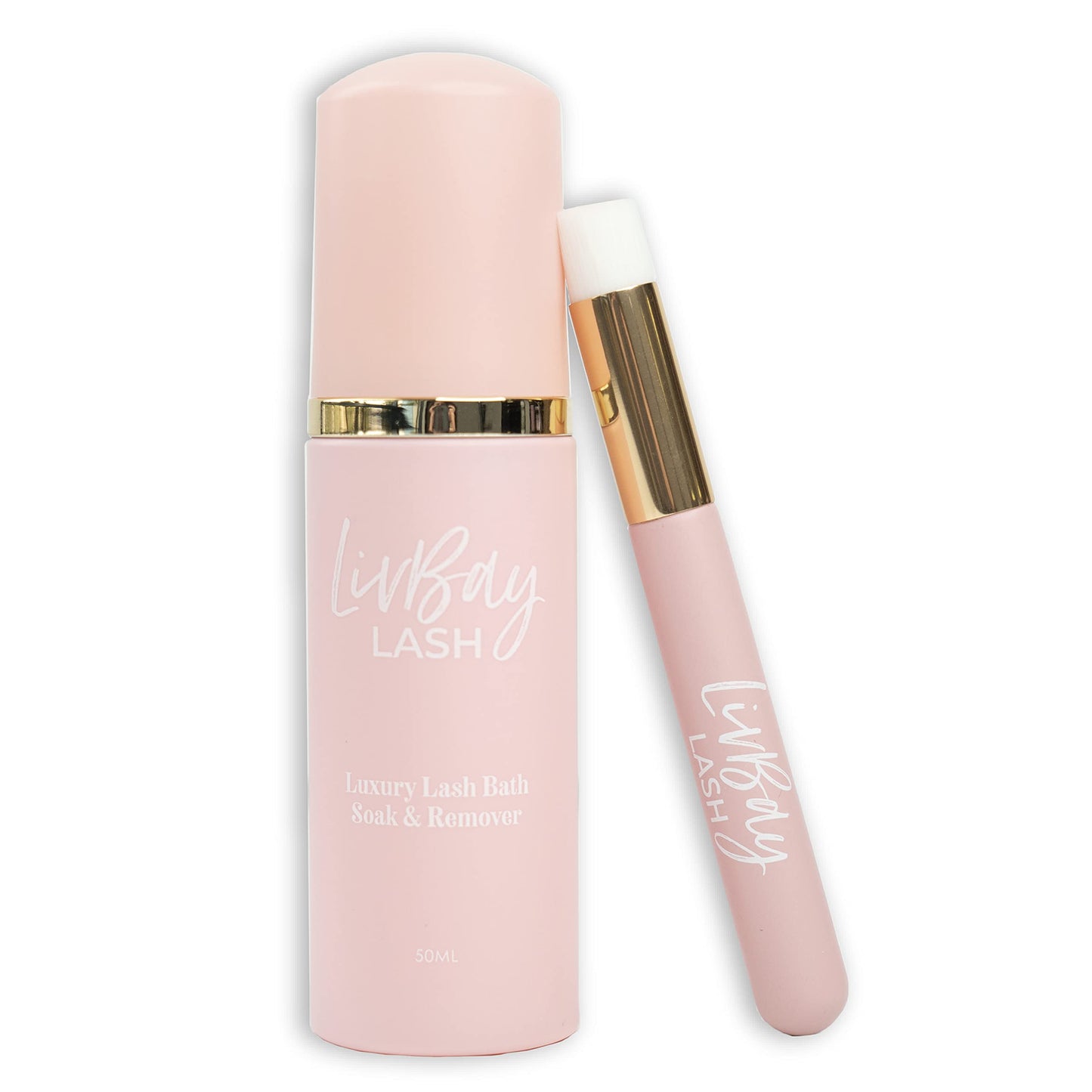 LIVBAY New Lash Bath + Brush Combo - Aftercare Foaming Cleanser for Eyelash Extension | Lash Bath | Oil Free & Gentle Formula (Professional Use Only)