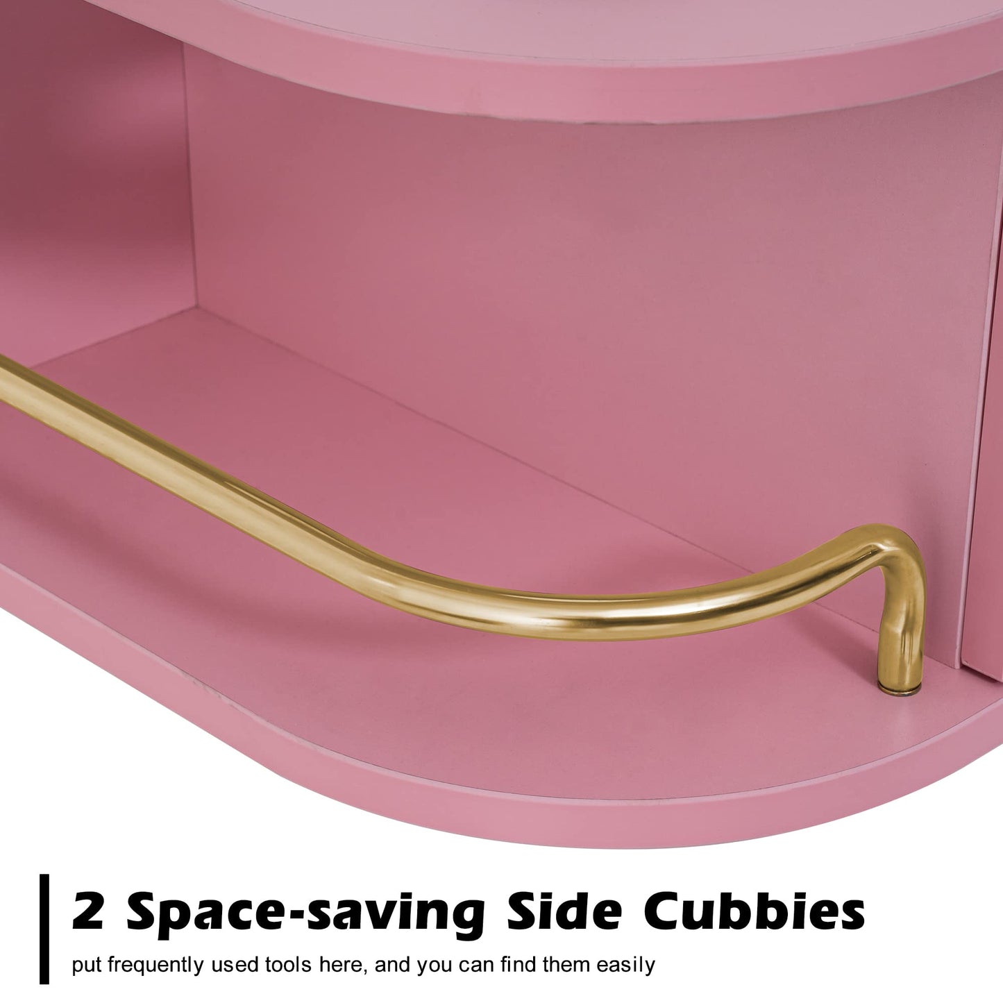 BarberPub Locking Wall Mount Styling Barber Station with Mirror Beauty Spa Salon Furniture,6154-5012-mirror (Pink)