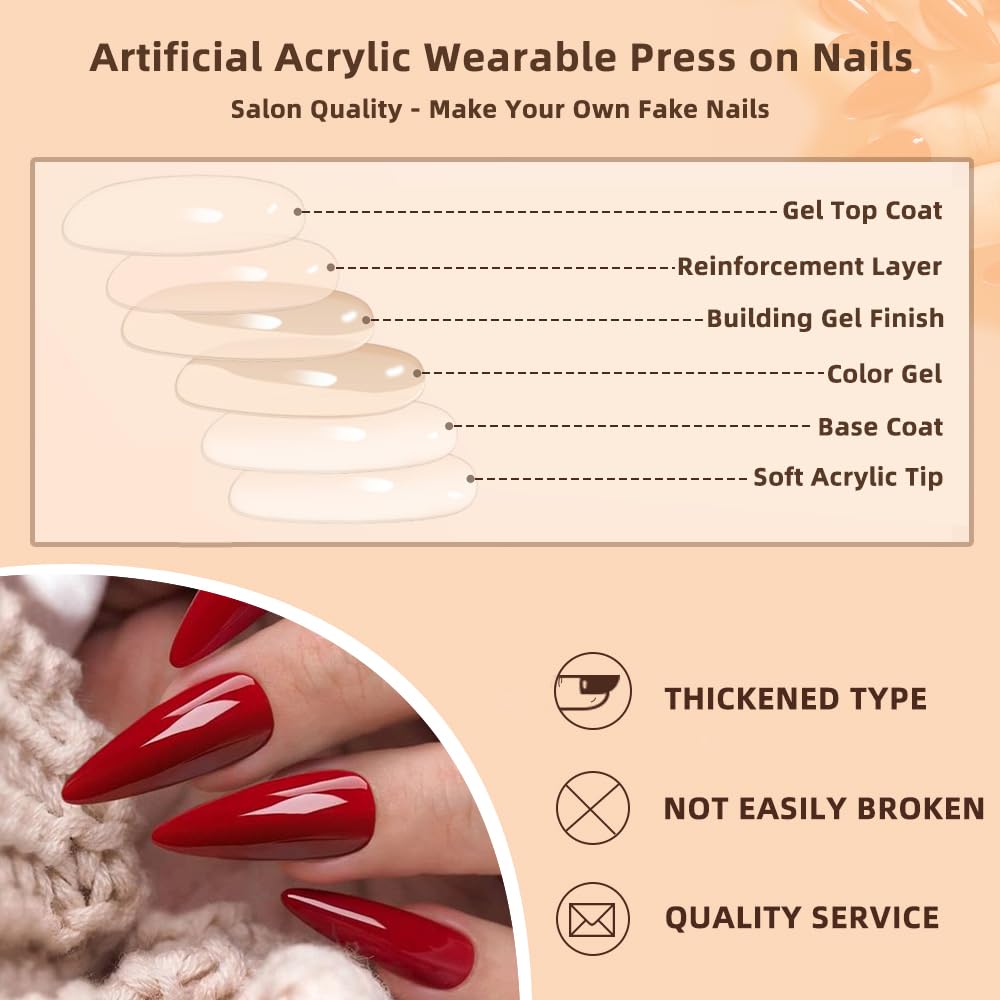 French Tip Almond Press-On Nails - Cat's Eye Acrylic with 3D Charms | 24 Pcs Set