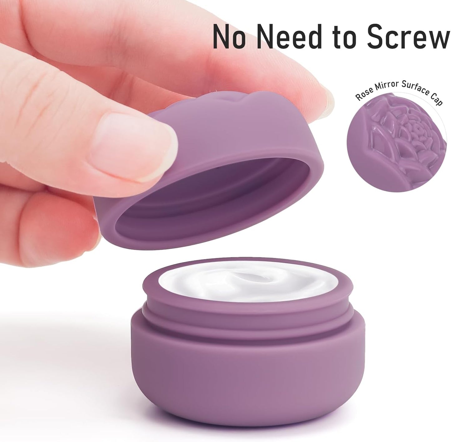 Travel Toiletry Containers - 4 Pack Leakproof 3oz Bottles & Mini Jars | BPA-Free Silicone Squeeze Tubes in Purple Rose