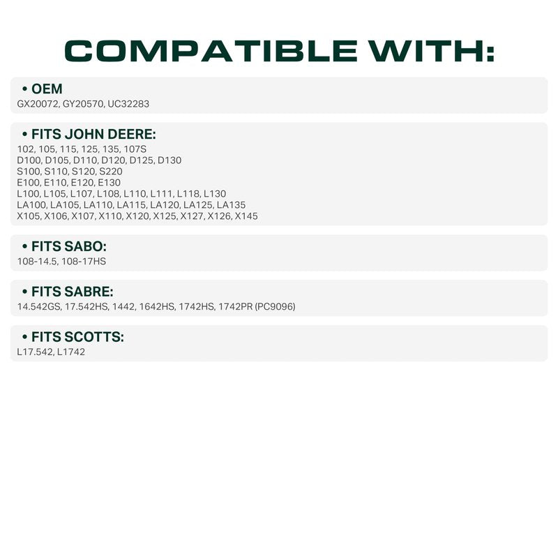 UDC Parts GX20072 John Deere 42 Inch Deck Belt Replace D110 L110 D105 E100 D130 S100 LA105 L100 D100 E130 L111 E110 E120 D125 125 LA135 LA110 S100 LA120 S120 LA125 UC32283 GY20570 Deck Belt / 104 inch