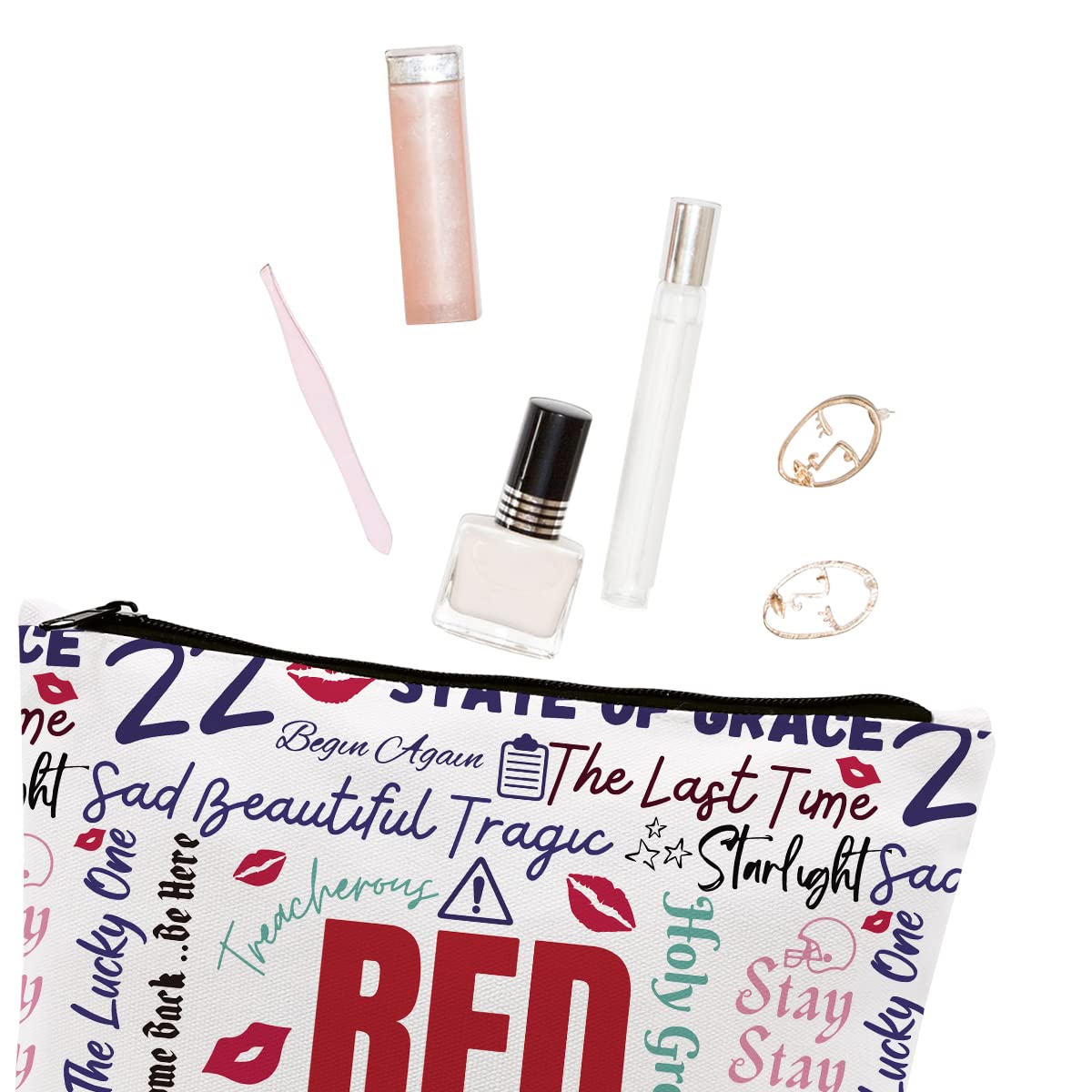 Music Album Version Makeup Bag Travel Toiletry Bag for Women Music Lover Gift TS Fans Song Lyrics Gift Singer Merchandise for Fans Friends Daughter Girls Sister, Friendship Birthday Christmas Gift